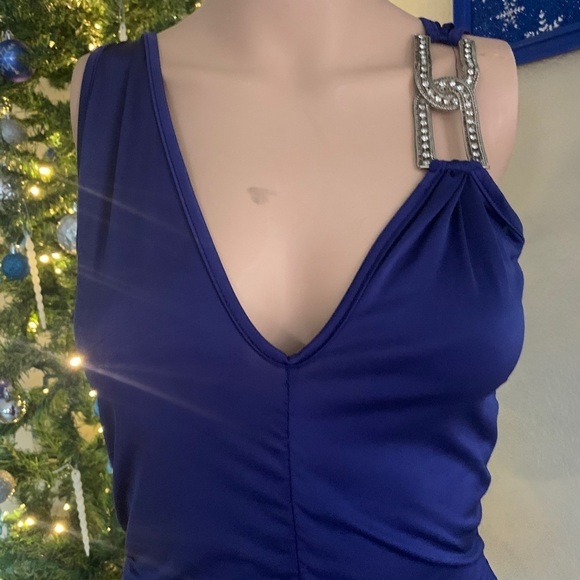Sexy Royal Blue Ruched Club Dress - Picture 2 of 6